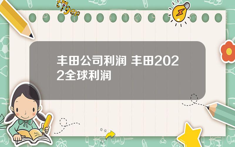 丰田公司利润 丰田2022全球利润